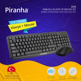 Resim Piranha 2325 Kablolu Q Klavye Mouse Set Ev - Ofis Kullanımı İçin Ergonomik Tasarım Siyah Renk 