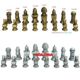 Resim Miajima Büyük Boy Osmanlı Figürlü Satranç Piyonu Gold Silver Ottaman Chess 
