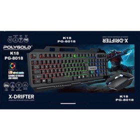 Resim Polygold K18 PG-8018 Türkçe Q Rgb Işıklı Gaming Oyuncu Klavye+mouse Seti 