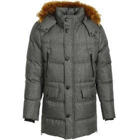 Resim Erkek Gri Kapüşon'Lu Termo Dolumlu Su Ve Rüzgar Itici Slim Fit Mont Ncs Jeans 4991-Gri 