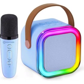 Resim Karaoke Kablosuz Hoparlör Mikrofonlu Rgb Işıklı Bluetooth Speaker Tf Kart/usb/ 