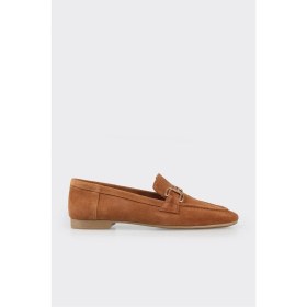 Resim Kadın ELLE Camel Renk Deri Loafer Kısa Topuk ve TPU Taban Özellikli Ayakkabı 