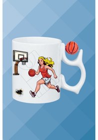 Resim Basketboll Toplu Basket Sever Kupa Bardak Çay Kahve Fincanı Kadın Oyunculu-11 Beyaz 