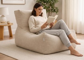 Resim Velvet Puff Koltuk Armut Koltuk Playstation Koltuğu Yıkanabilir Kılıf - Krem 