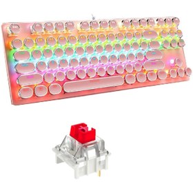 Resim CoverZone Leaven K550 Kablolu Pembe Klavye Daktilo Tarzı Led Rgb Mekanik Oyuncu Işıklı Klavye Kırmızı Switch 