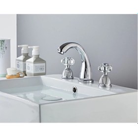 Resim Banyo Lavabo Bataryası Ankastre Altın Krom 3'lü Set 