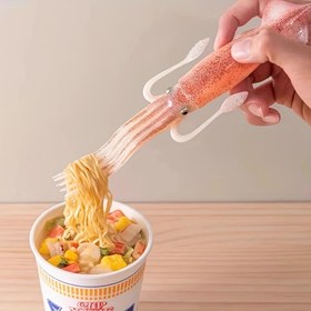 Resim Quirky Squid-Shaped Plastic Fork - Balık Yemek için Doğru Yana Eğlenceli Kahvaltı, Öğle Yemeği ve Akşam Yemeği 