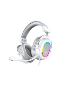 Resim Fifine Ampligame H6 Mikrofonlu Gaming 7.1 Beyaz Rgb Kulaklık H6w 