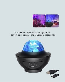 Resim Cosmotex Bluetooth & Usb Müzik Çalar Gece Lambası 50 M² Kapsama, Uzaktan Kumanda Yeşil 