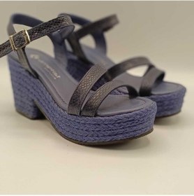 Resim Lonna Lacivert Deri Dolgu Topuk Sandalet Lacivert 