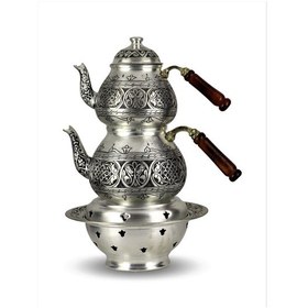 Resim Ağır 1 Mm Kalın Keski Eskitme Kalaylı Bakır Çaydanlık 2.6 Lt ve I Bakır 