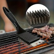 Resim Endüstriyel Kalite Paslanmaz Çelik Kıllı ve Ergonomik Saplı Ağır Hizmet Tipi Izgara Fırçası - Mutfak, Dış Mekan Izgarası için Dayanıklı, Yeniden Kullanılabilir BBQ Temizleme Aracı, Pas & Yağ Giderici, Sağlam Yapılı, Dayanıklı Plastik Sap 