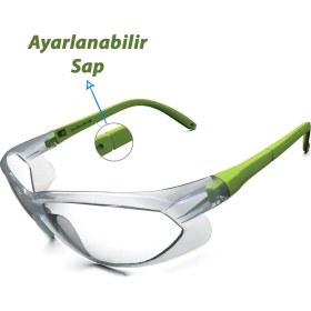 Resim Bisiklet Gözlüğü Motorcu Rüzgar Koruyucu Ayarlanabilir Yeşil Saplı Uv Koruyuculu Şeffaf Gözlük 