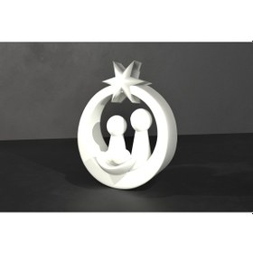 Resim 12cm Aile Soyut Heykel Modern Ev Dekorasyonu Geometrik Tasarım Beyaz 