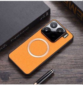 Resim Cd Manyetik Kumaş Doku Pu Telefon Kasası Turuncu , Boyut:xiaomi 15 İçin Yeşil 