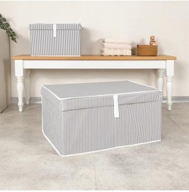 Resim Çok Amaçlı Baza Altı Mega Kutu Hurç Çizgili 60x40x30 Renkli 