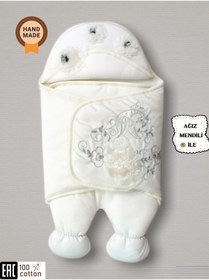 Resim Tomuycuk Bebek Kundağı Unisex Bebek Dış Kundak Battaniyesi Uyku Tulumu Hastane Çıkışı Kundak Battaniye 