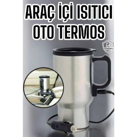 Resim Araç Içi Çelik Su Isıtıcı Termos Bardak Çakmak Girişli Kupa Görünümlü 