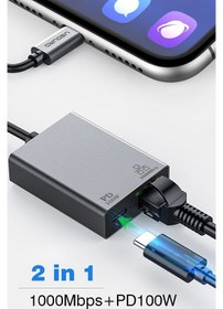 Resim Ugourd 1000-mbps Type-c Rj45 Ethernet Adaptörü 1000 Mbps +100w Şarj Portu İle 2'si 1 Arada Rj45 Lan Ethernet Adaptörü Tip-c Arayüz Cihazları Pc/tablet/mobil Telefon 
