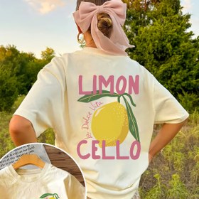 Resim Kadınlar için Limon Grafiti Baskılı Kısa Kollu Tişört - Ön & Arka Tasarım, Parlak Dokusu, Yumuşak Rahat Kumaş, Bahar/Yaz İçin Günlük Yuvarlak Yaka Üst, Makinede Yıkanabilir & Uygun Fiyatlı, Eğlenceli Grafikli Tişört, Pürüzsüz Doku Gömlek 