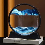 Resim 1 Adet Benzersiz 3D Sanat Kum Boyama - Cam Kubbede Dinamik Mavi ve Beyaz Kum Manzarası, Ev ve Ofis İçin Rahatlatıcı Masaüstü Dekor, Kış ve Yeni Yıl İçin Mükemmel 