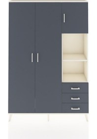 Resim Arges Dolap 5 Raflı 3 Çekmeceli Tek Askılı 132x30x195 Aytaşı-antrasit/antrasit Antrasıt/antrasıt 