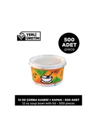 Resim 12 Oz Çorba Kasesi + Kapak - 500 Adet Çok Renkli 