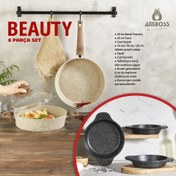 Resim Amboss Beauty 6 Parça Granit Kapaklı Tencere - Tava ve Sahan Seti 