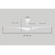 Resim Beyaz Aydınlatmalı Uzaktan Kumandalı 132CM Tavan Vantilatörü 