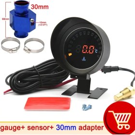 Resim Xiyu Shop Beyaz Stil Yuvarlak LCD Dijital Araba Kamyon Su Sıcaklık Ölçer Sıcaklık Sensörü Temperatura Moto + Voltmetre Volt Voltaj Ölçer V 24V (Yurt Dışından) 