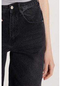 Resim Tudors Kadın Regular Fit Tokalı Geniş Paça Baggy Jean Kot Füme Pantolon-33916 Füme 