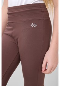 Resim Tommylife Kahverengi Esnek Standart Fit Basic Performans İspanyol Paça Kız Çocuk Tayt - 75193 Kahverengi 