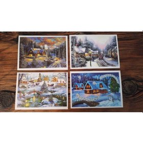 Resim Hureggo Concept Simli Kış Yılbaşı Kartpostal Seti 4'lü 
