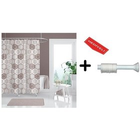Resim Banyo Duş Perdesi 2345 120x200 Perde Borusu Askı Aparatı 90x130 Hediyeli Çok Renkli 