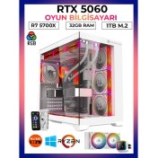 Resim Gameline Pro X1 Ryzen 7 5700X 32GB Ram 1tb M.2 Nvme SSD RTX5060 Sıvı Soğutmalı Oyuncu Free Dos Masaüstü Bilgisayar 