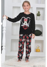 Resim Miniğimin Cicileri Mnn Ms Kalpli Kız Çocuk Pijama Takımı - Siyah Siyah 