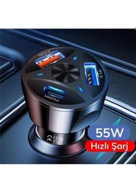 Resim 55w 3 Port Usb Araç İçin Telefon Şarj Cihazı 3 Girişli Çakmaklık Adaptör-31a Pd 20w Qc 30 1 