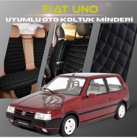 Resim Fiat Uno Siyah Renk Tay Tüyüü Cepli & Terletmez Sırtlı Oto Koltuk Minder Seti - Koltuk Koruma Kılıfı Ön & Arka Tam Set 