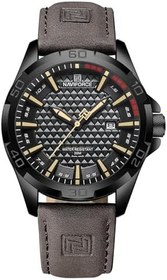 Resim NAVIFORCE Erkek Analog Spor Kol Saati, Su Geçirmez 30M, Deri Kayış, Siyah Kasa, Kahverengi Kadran, Kırmızı Detaylı 