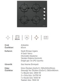 Resim Silverline CS5335B02 60 CM Siyah Cam Ocak 