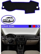 Resim Torpido Koruma Halısı Siyah Kenar Renk Mavi Volkswagen Jetta 2010+ İle Uyumlu 
