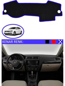 Resim Torpido Koruma Halısı Siyah Kenar Renk Mavi Volkswagen Jetta 2010+ İle Uyumlu 