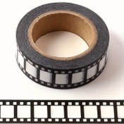 Resim 1 adet Vintage Film Makarası Washi Bant - Retro Sinema Şeridi Tasarımı, Siyah & Beyaz, 1.5cm x 10.0 metre - DIY Günlükler için Yüksek Kaliteli Kağıt, Scrapbooking, Hediye Paketleme, Planlayıcı Stickerlar - Nostaljik El Sanatları Malzemeleri, Günlük Süsleme 