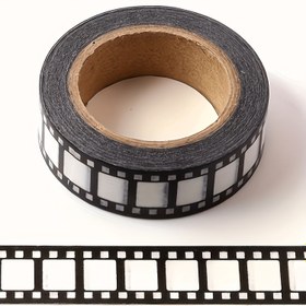 Resim 1 adet Vintage Film Makarası Washi Bant - Retro Sinema Şeridi Tasarımı, Siyah & Beyaz, 1.5cm x 10.0 metre - DIY Günlükler için Yüksek Kaliteli Kağıt, Scrapbooking, Hediye Paketleme, Planlayıcı Stickerlar - Nostaljik El Sanatları Malzemeleri, Günlük Süsleme 
