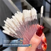 Resim 50 adet Mikro Uygulama Fırçası, 50 adet Hassas Mikro Uygulama Fırçası, Kokuşuz Vizon Saç Fırça, Kombinasyon Işık Bej için Uygun, Dudağı Şekillendirmek için Kullanılan Avuç İçi Şekli ile ABS Plastik Saplı Kirpik Uzatma, Tırnaklar ve Göz Çizgileri, Profesyonel Makyaj ve Kişisel Bakım Araçları 
