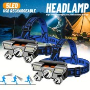 Resim 2 adet Gümüş Başlıklı El Feneri, Ev Dekorasyonu 5LED Baş Feneri - USB Şarj Edilebilir, İnşaat Alanı Feneri, Plastik Malzeme, Taşınması Kolay, Ayarlanabilir Aydınlatma Açısı, İç Mekan İş Işığı, Balıkçılık, Etkinlikler, Toplantılar, El Sanatları, Acil Aydınlatma için 