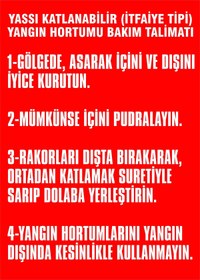 Resim KanvasSepeti Yassı Katlanabilir Hortumlu Yangın Dolabı Bakım Talimatı Kendinden Yapışkanlı Etiket 17,5 X 25 Cm 