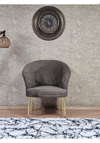 Resim Zafir Tekli Teddy Gold Kaplama Telli Ayak Çay Seti Koltuk Tekli Berjer , Balkon, Salon, Ofis Kahverengi 