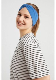 Resim Butik Çapraz Bağlamalı Kadın Bandana Saç Bandı, Kaymaz Yumuşak Esnek%100 Pamuklu Penye - Tek Ebat / Mor Mor 