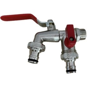 Resim Xuweiwei 1 Bilgisayar 1 Adet Çinko Alaşımlı Bahçe Musluğu 1 2 Bağlantı Klasik Stil Çift Çıkış Çiçek Sulama Cihazı 